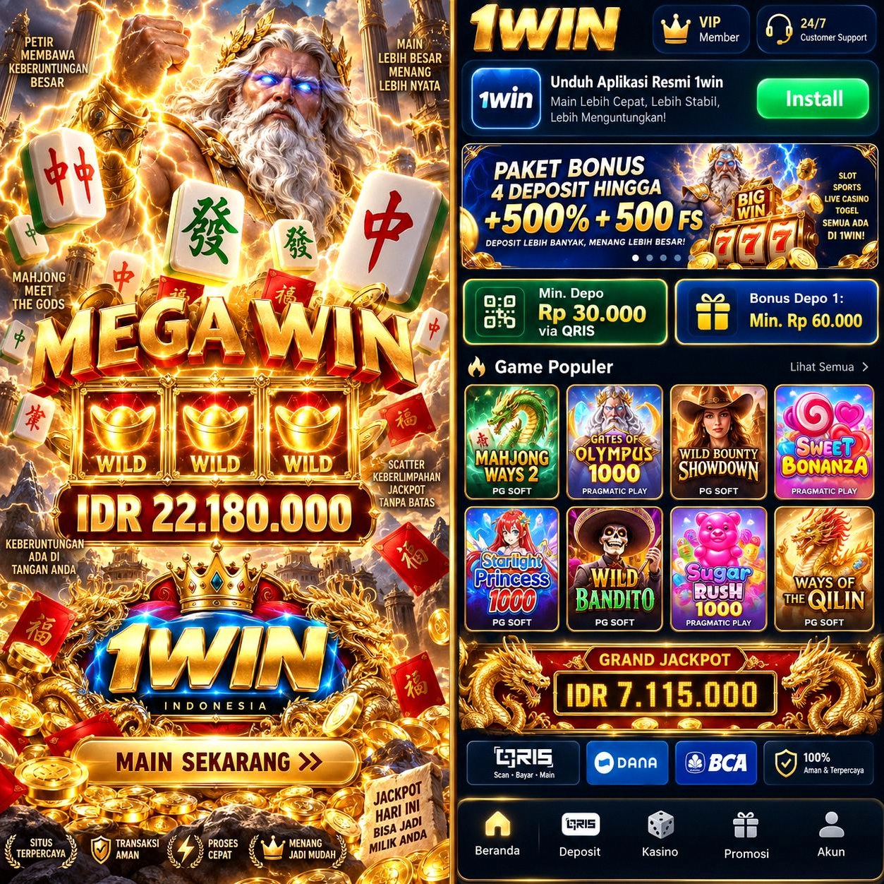1WIN - Pilihan Game PG Soft untuk Penggemar Slot Online